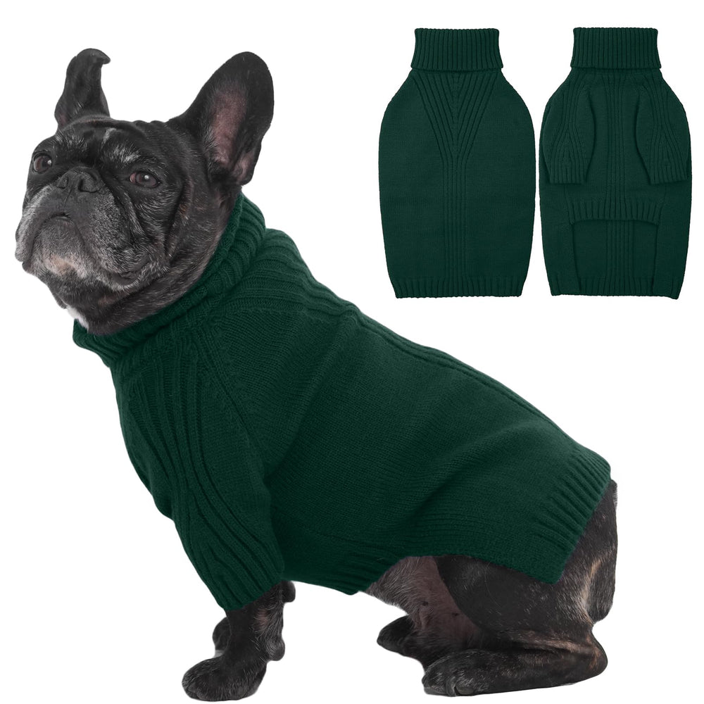 IECOii dog sweater green turtleneck for medium dogs keeps warmth