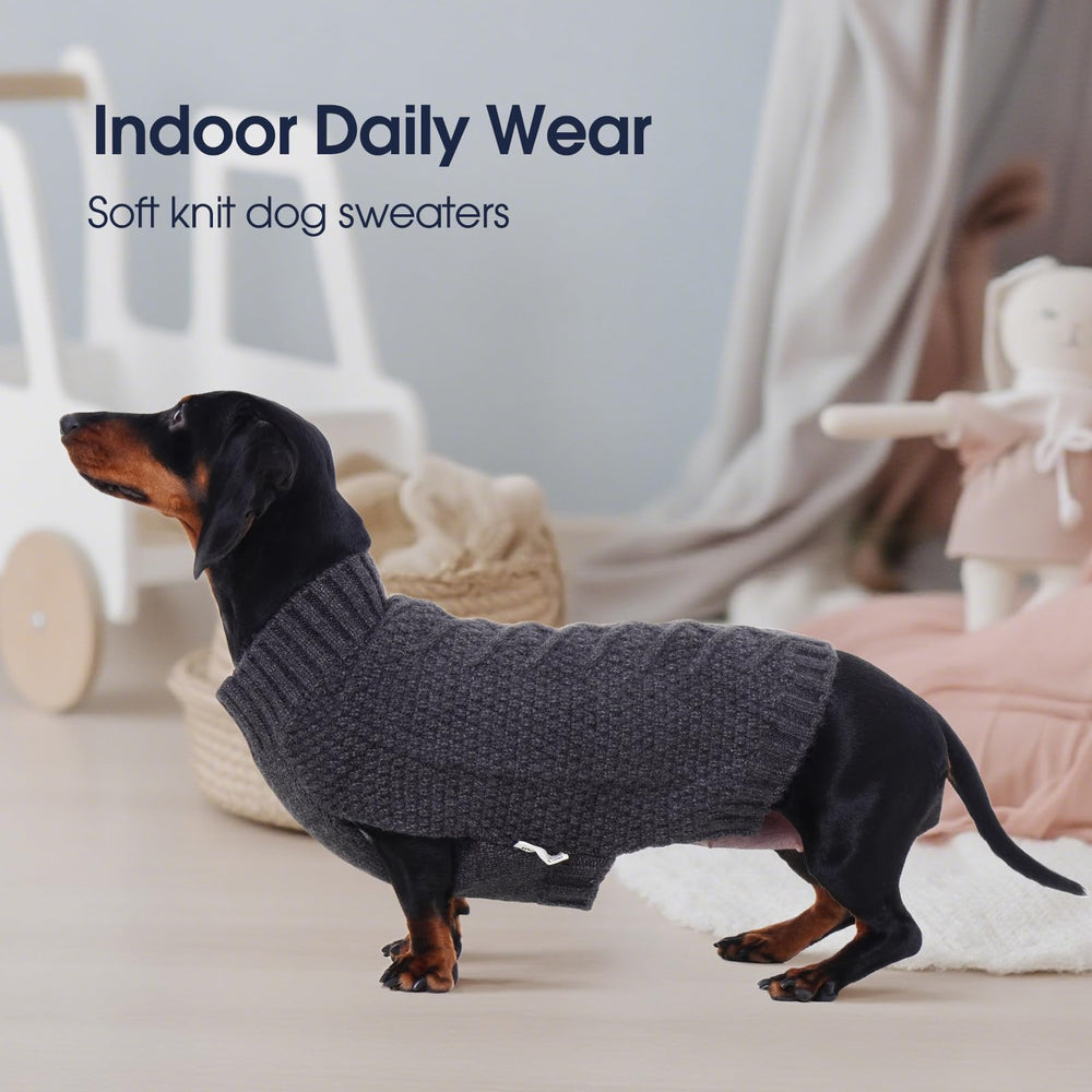 IECOii dog sweater neutral color pattern enhances dog charm and style.