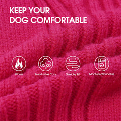IECOii rose red medium dog sweater turtleneck with sleeves for added warmth