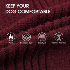 IECOii dog sweater with sleeves and turtleneck for snug neck protection