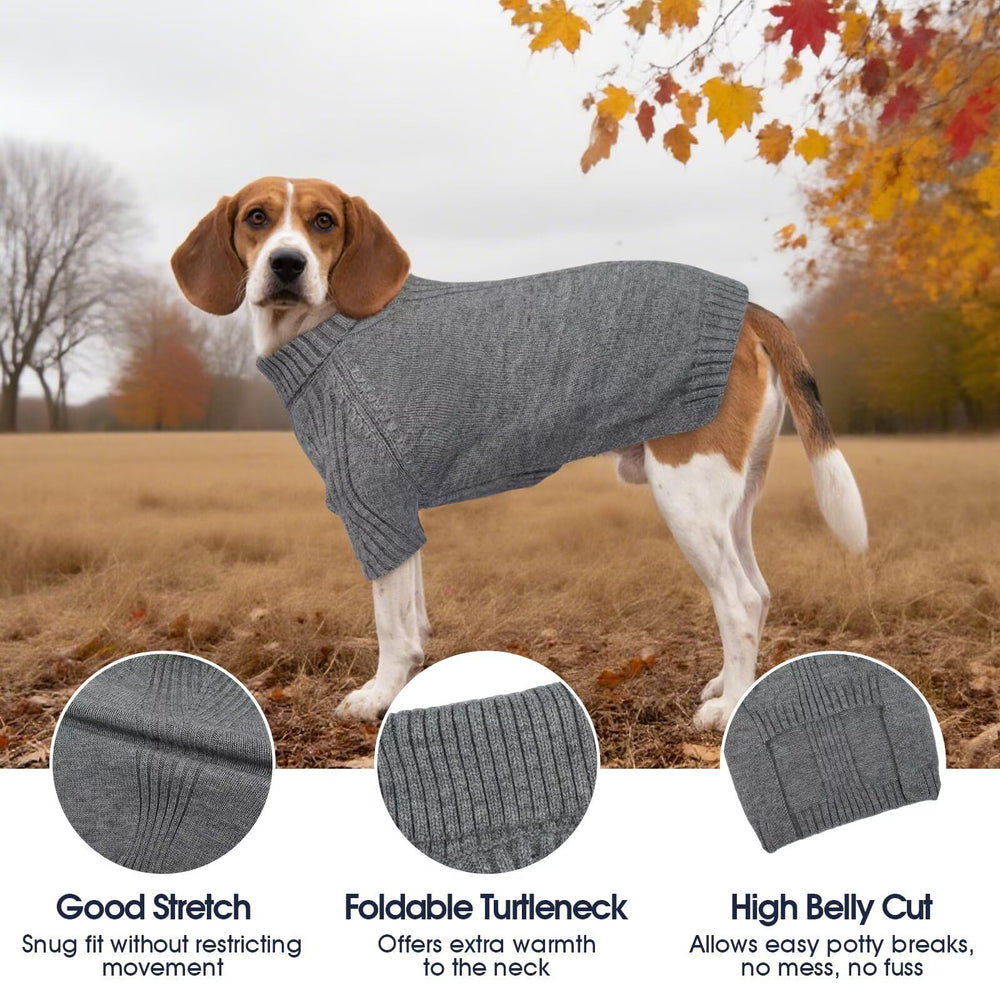 IECOii turtleneck design dog sweater with sleeves for neck warmth