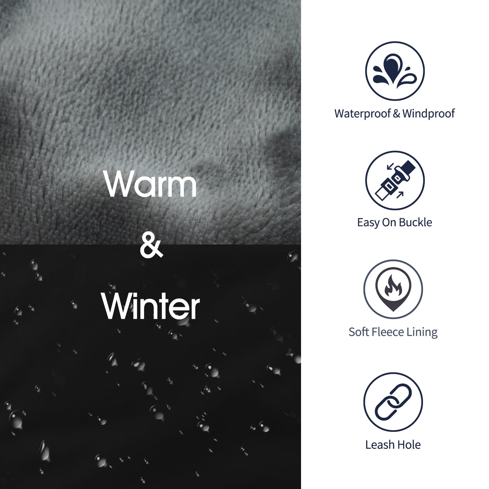 IECOii Extra Warm Coat back with reflective strip improves visibility during evening strolls.