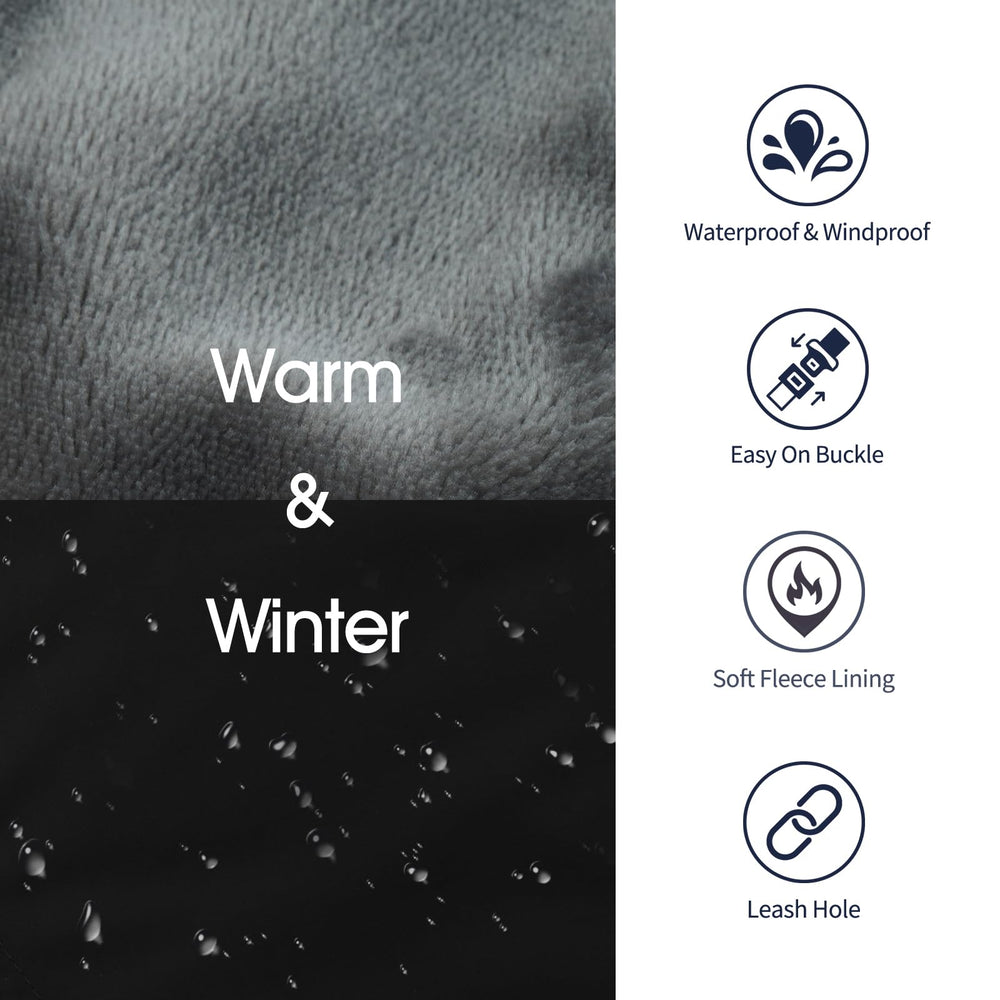 IECOii Extra Warm Coat back with reflective strip improves visibility during evening strolls.