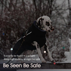 IECOii Extra Warm Coat harness hole shows compatibility for secure leash attachment.