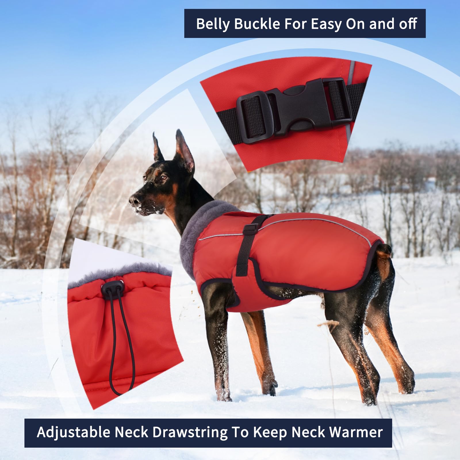 IECOii Extra Warm Dog Coat back view showcasing thermal fleece for cold days.