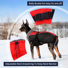 IECOii extra-warm-dog-coat high-collar-drawstring shows wind protection for ears