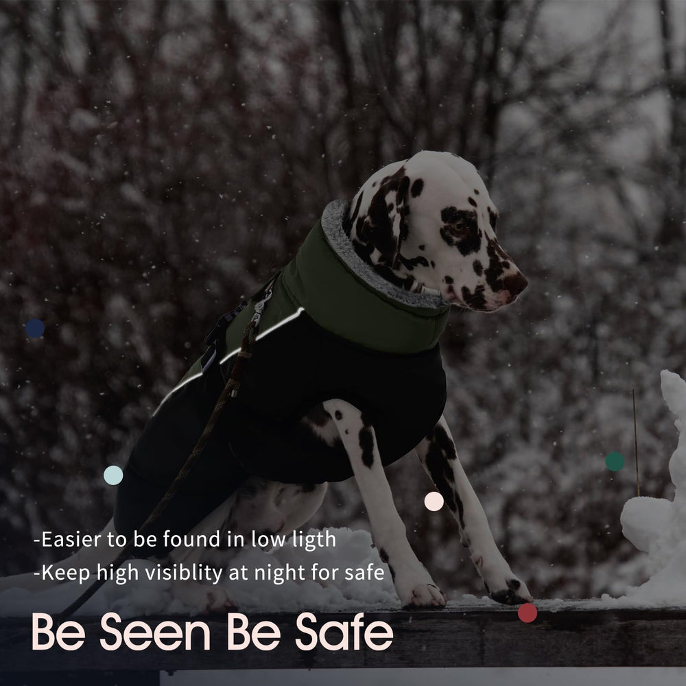 IECOii extra warm dog coat reflective back enhances visibility during night walks.
