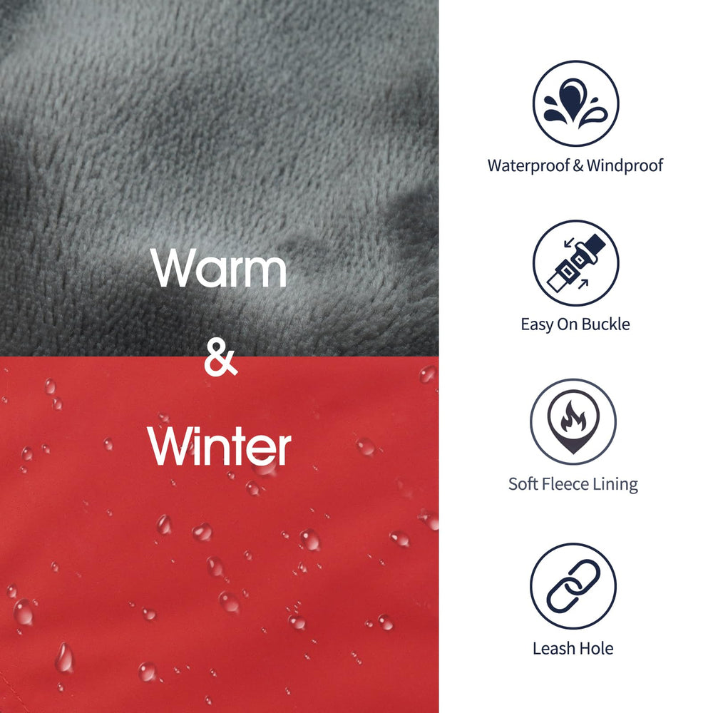 IECOii Extra Warm Dog Coat side view highlighting adjustable straps for secure fit.