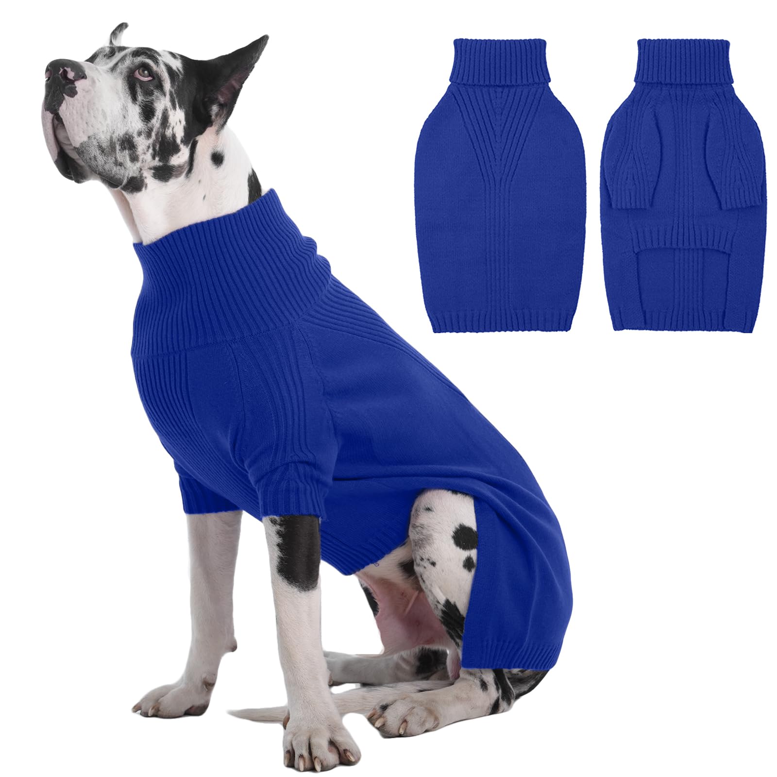 IECOii Great Dane Sweater front view showing oversized knit warmth for giant breeds.