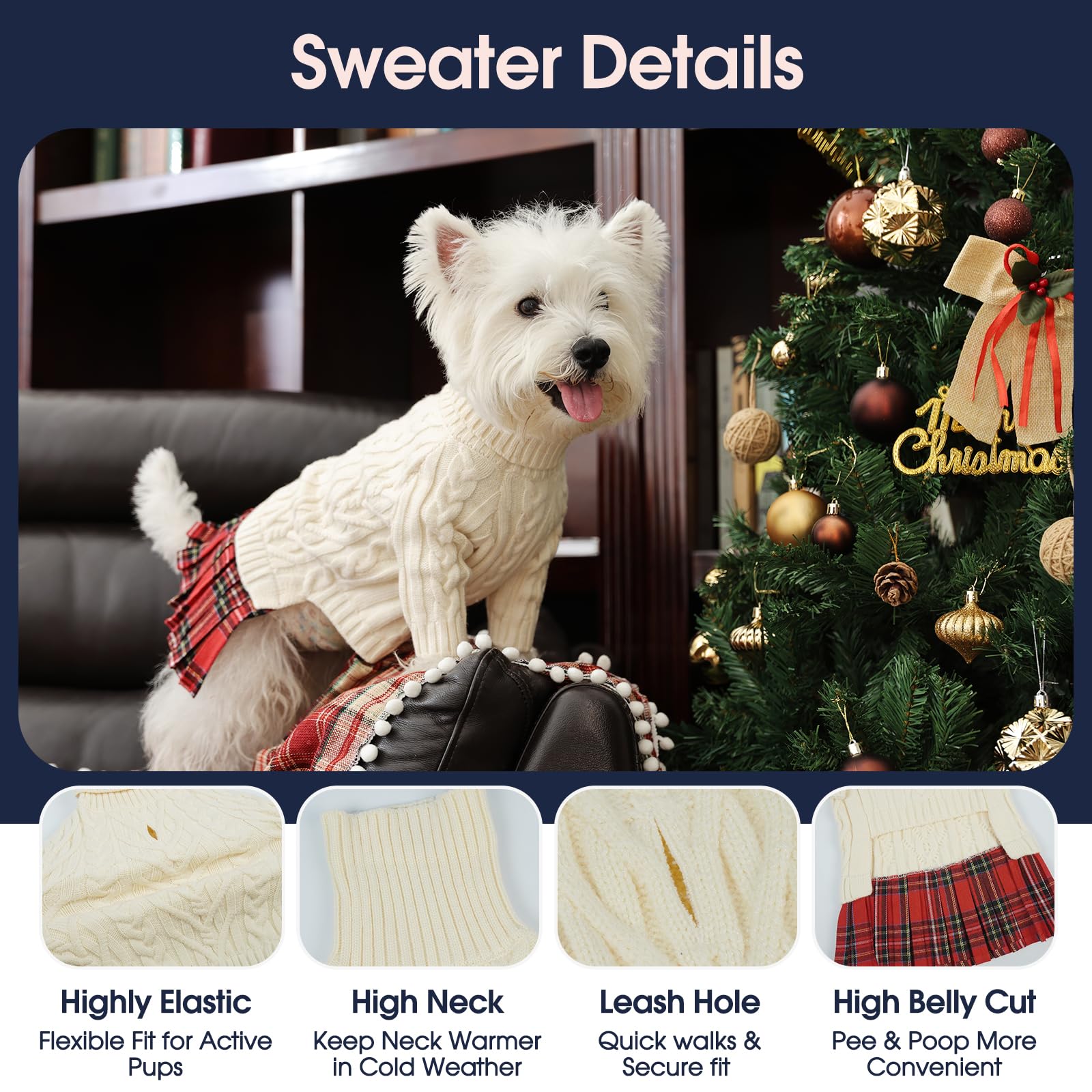 IECOii stretchy core-spun yarn sweater ensures comfy movement for dogs.