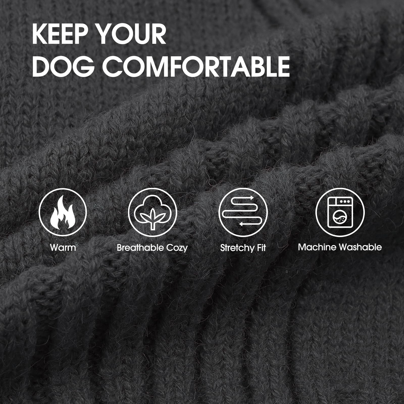 IECOii XL dog sweater gray back view highlighting snug fit and cozy warmth.