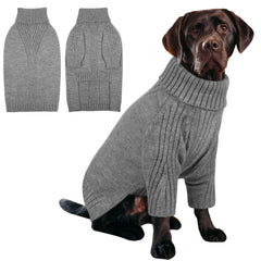 IECOii XL Dog Sweater light grey front view for warm outdoor walks.