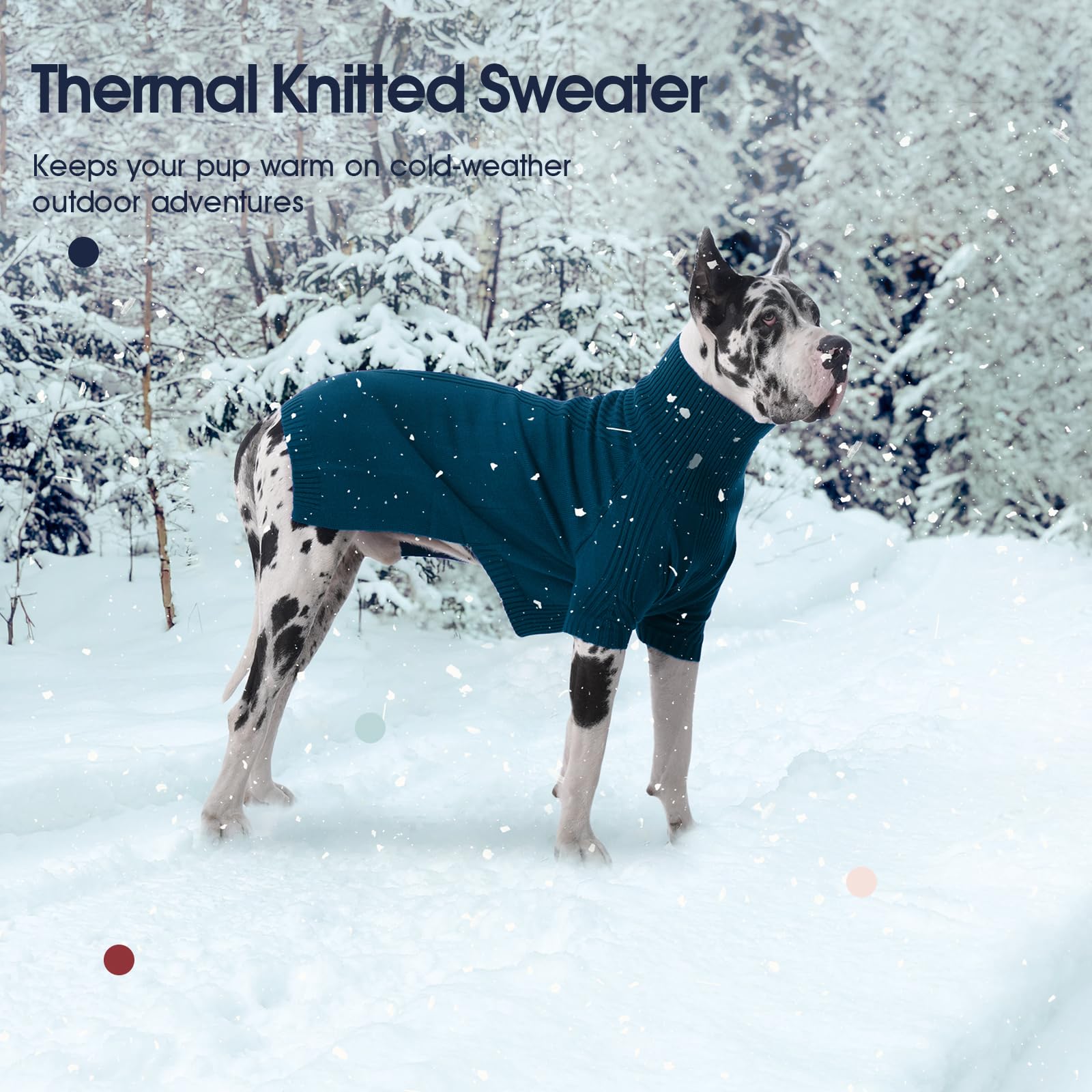 IECOii XL dog sweater pullover on a large dog demonstrates easy on-off wear