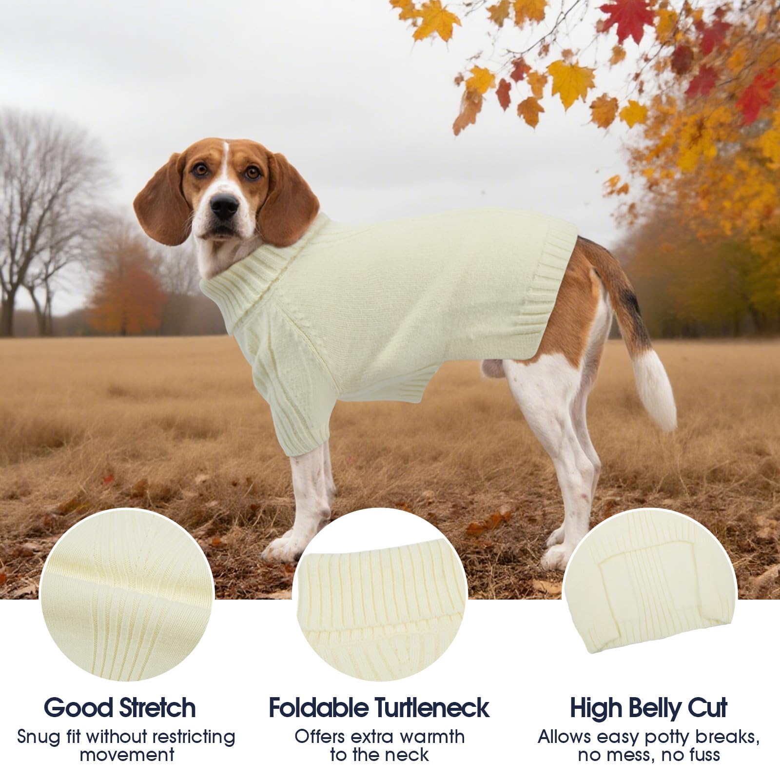 IECOii XXL Dog Sweater back-length-20-9 demonstrates long coverage for comfort in cold weather.
