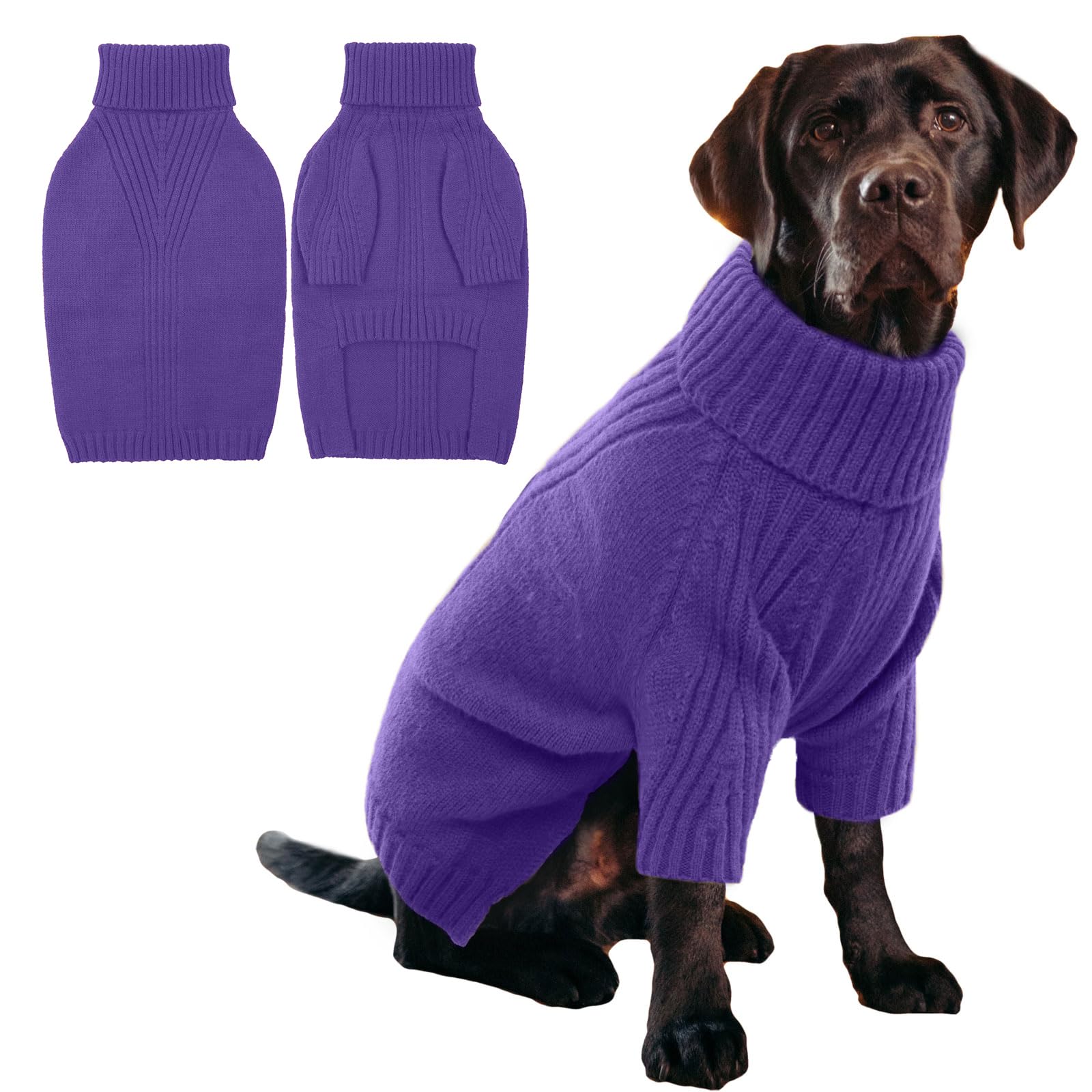 IECOii XXL dog sweater front view for large breeds, cozy warmth for chilly days.
