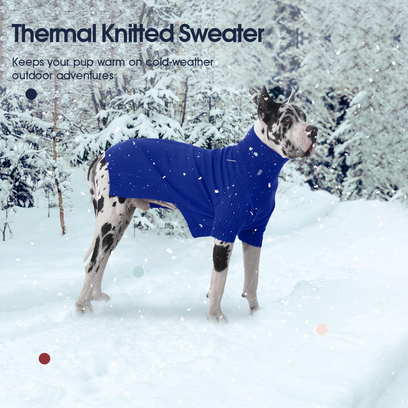 IECOii XXL dog sweater royal blue turtleneck pullover design for easy on/off