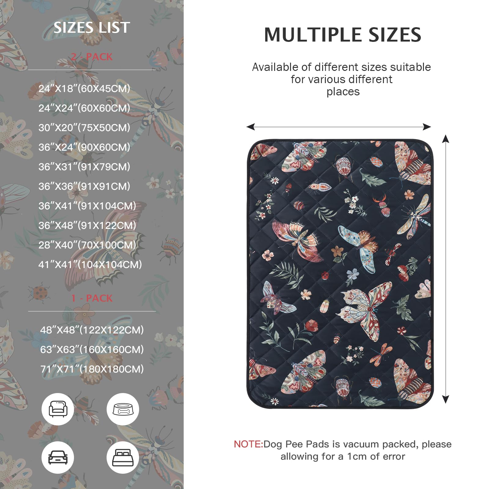 IEUUMLER butterfly-pattern pee pad adds cheerful decor while protecting floors during training.