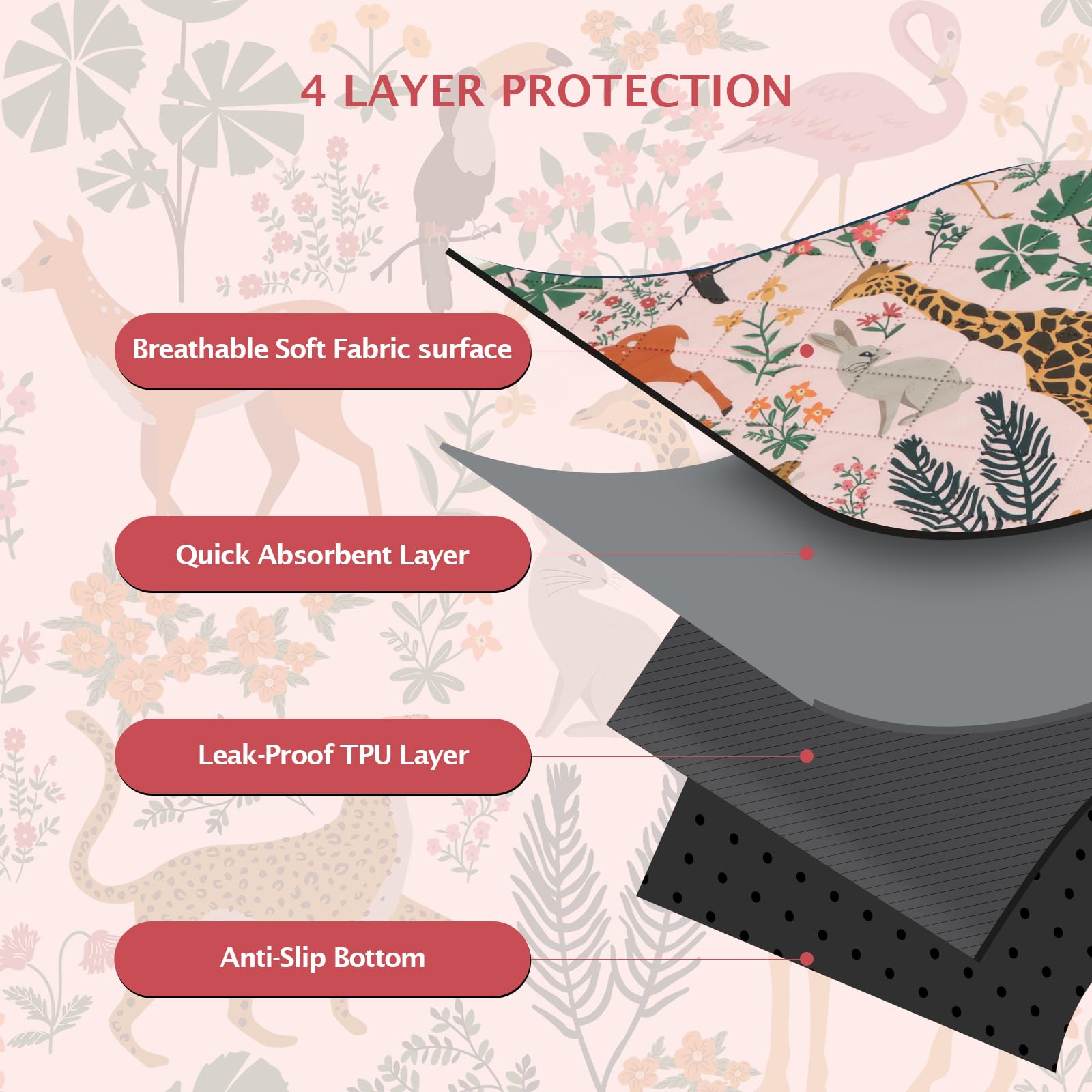 IEUUMLER non-slip bottom keeps pads in place during playtime or naps