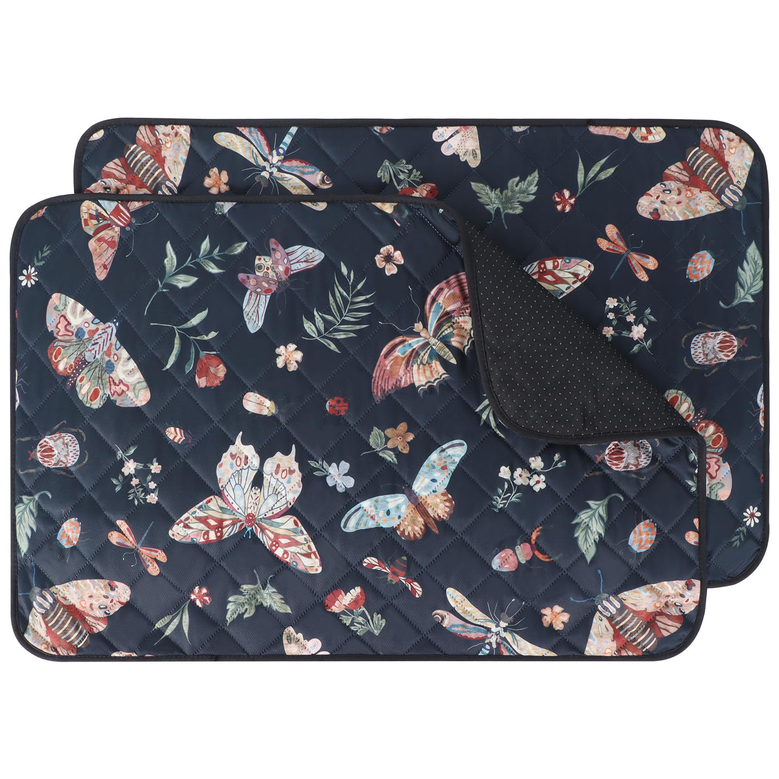 IEUUMLER washable dog pee pad with insect pattern for reusable, leak-proof floor protection.