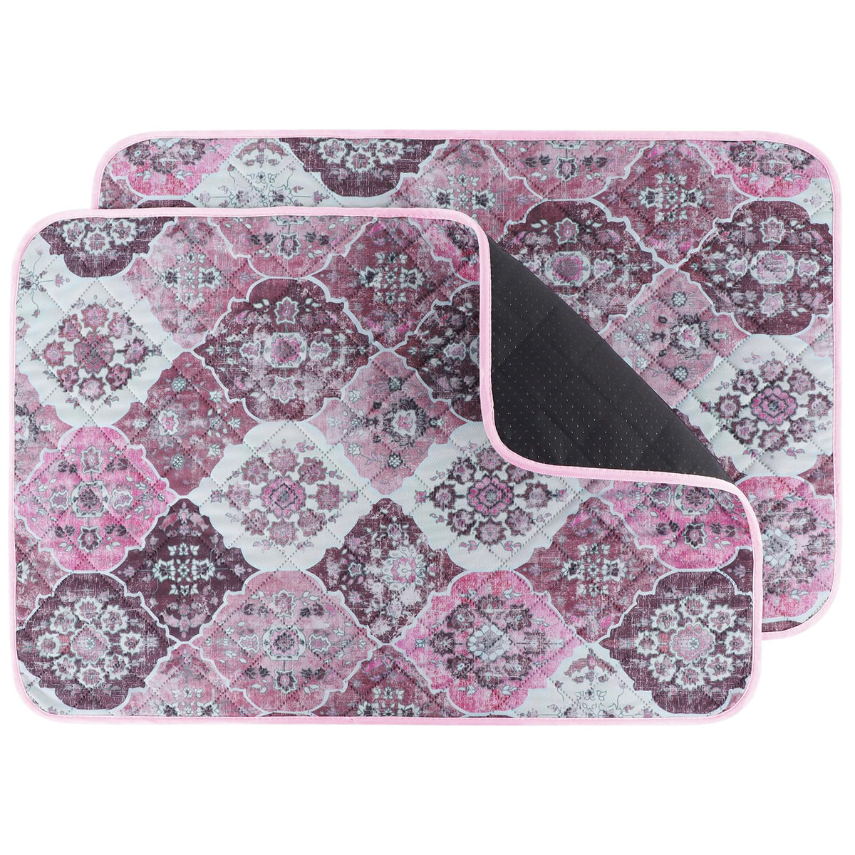 IEUUMLER washable dog pee pad with pink bohemian print for comfortable training sessions.
