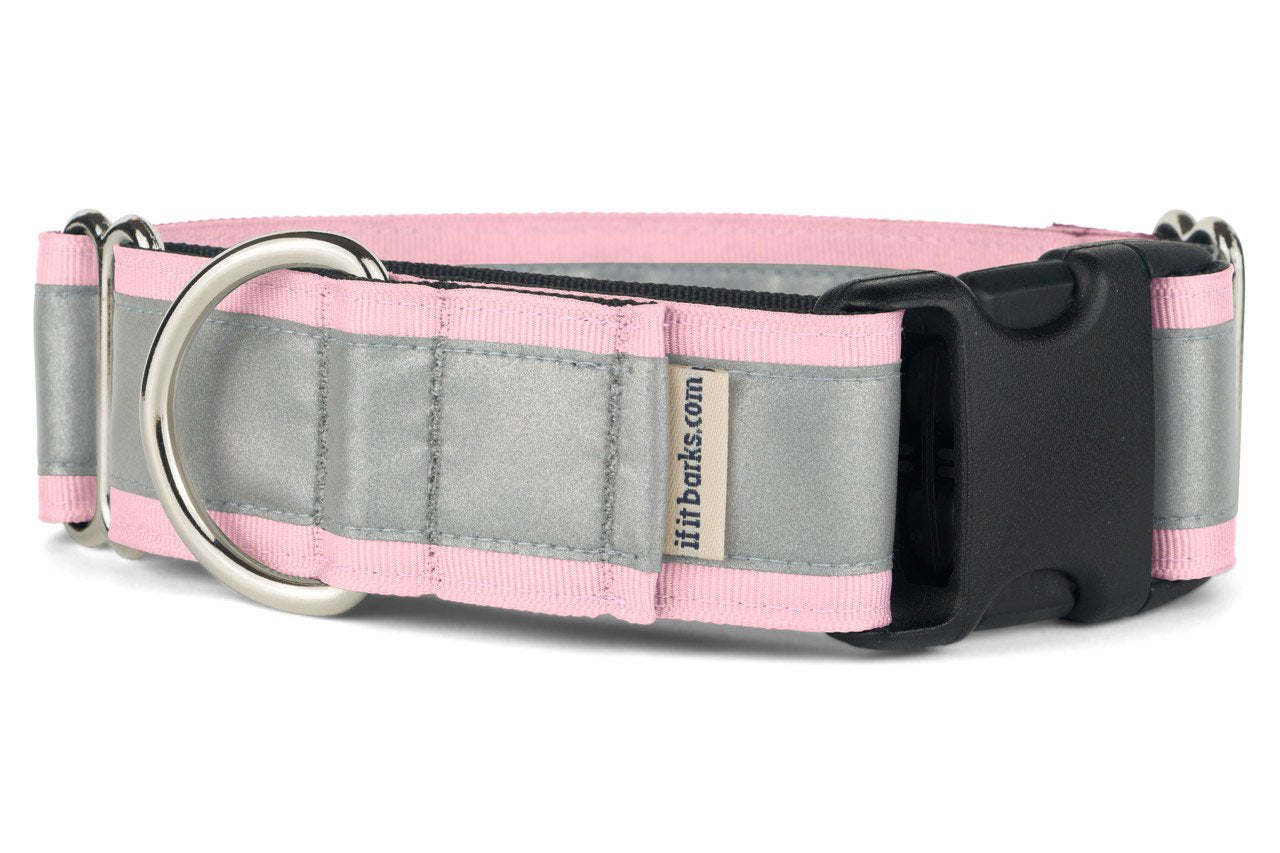 If It Barks pink martingale collar with 3M reflective night visibility