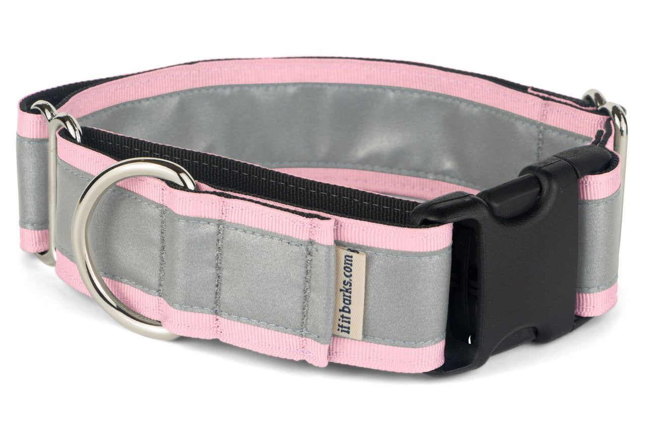 If It Barks pink martingale collar showing quick snap buckle for easy on-off