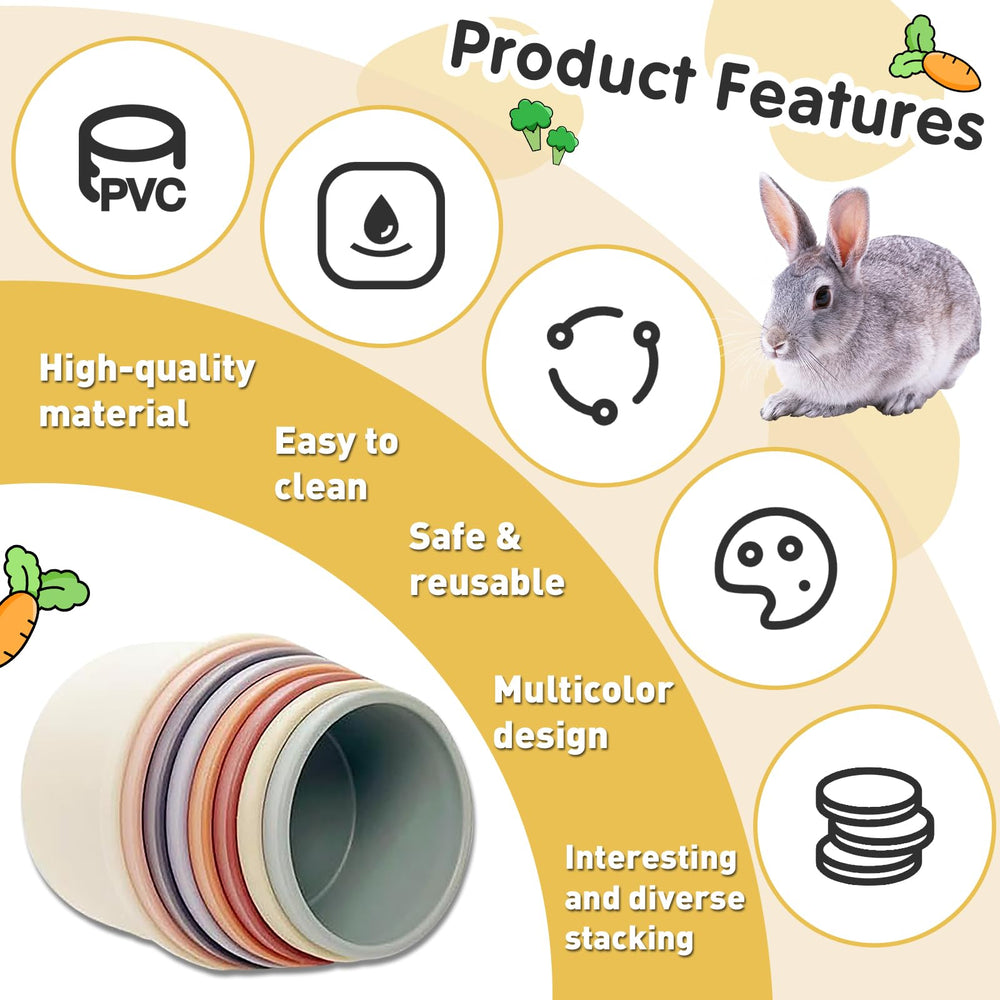 Iffitya rainbow-colors bunny-toys display vibrant hues for a calm, inviting pet environment.