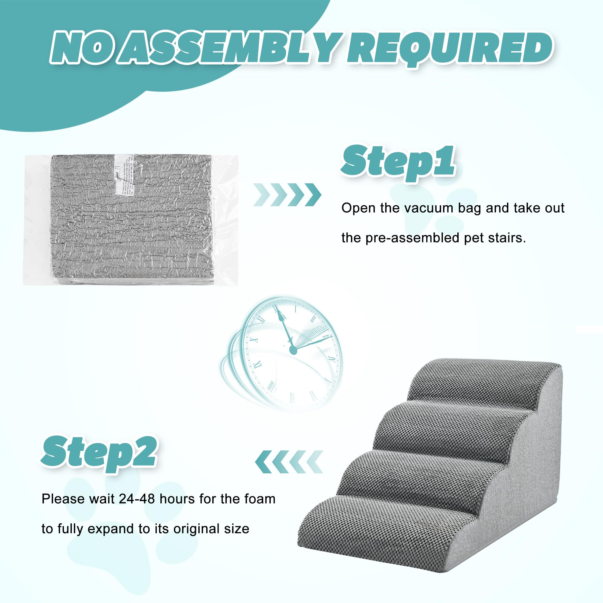 IFNOW 5-step stairs ideal for beds, couches, and windowsills in grey