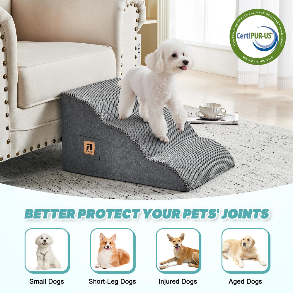 IFNOW dog stairs bottom anti-slip dots demonstrating safer indoor use.