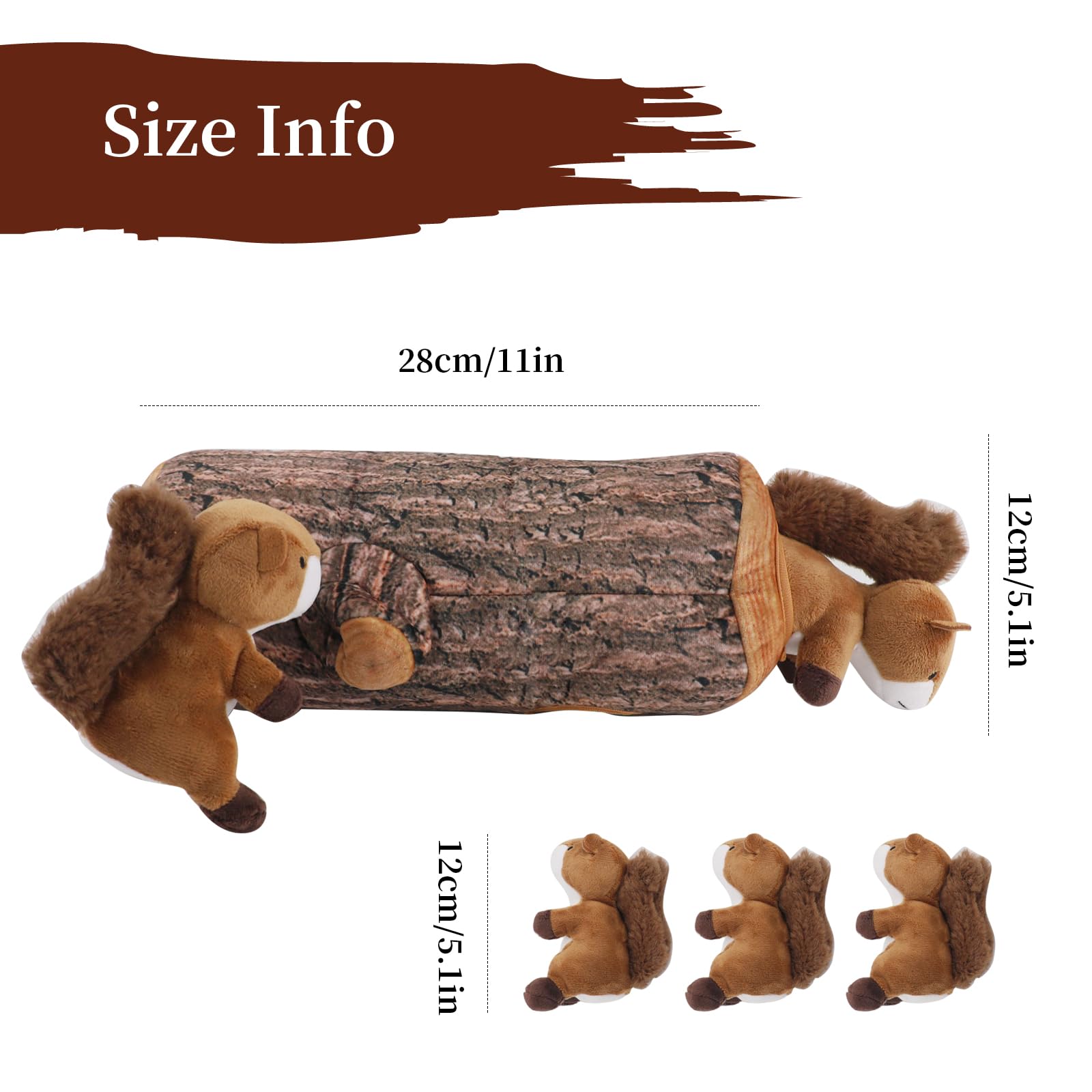 IFOYO Squirrel Hide and Seek toy display with three squeaky squirrels ready for action