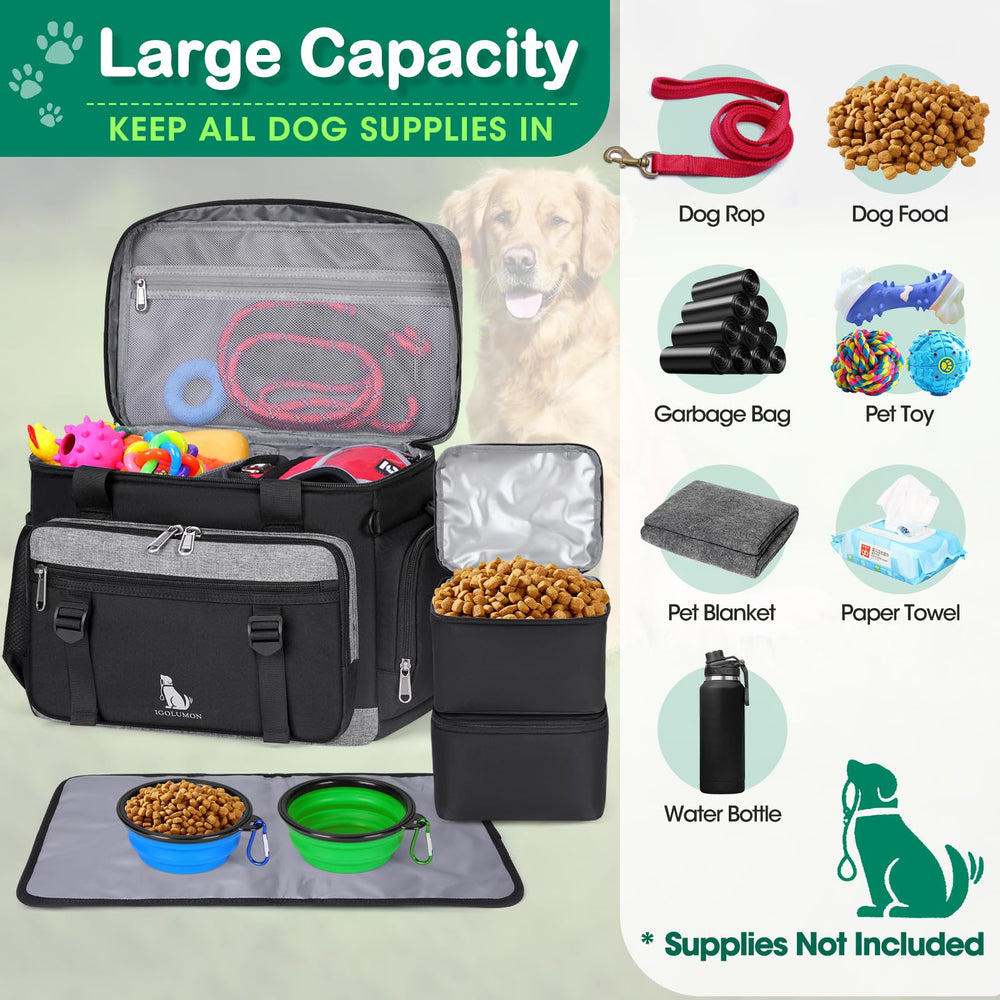 IGOLUMON dog travel bag waterproof Oxford fabric protects gear in rain