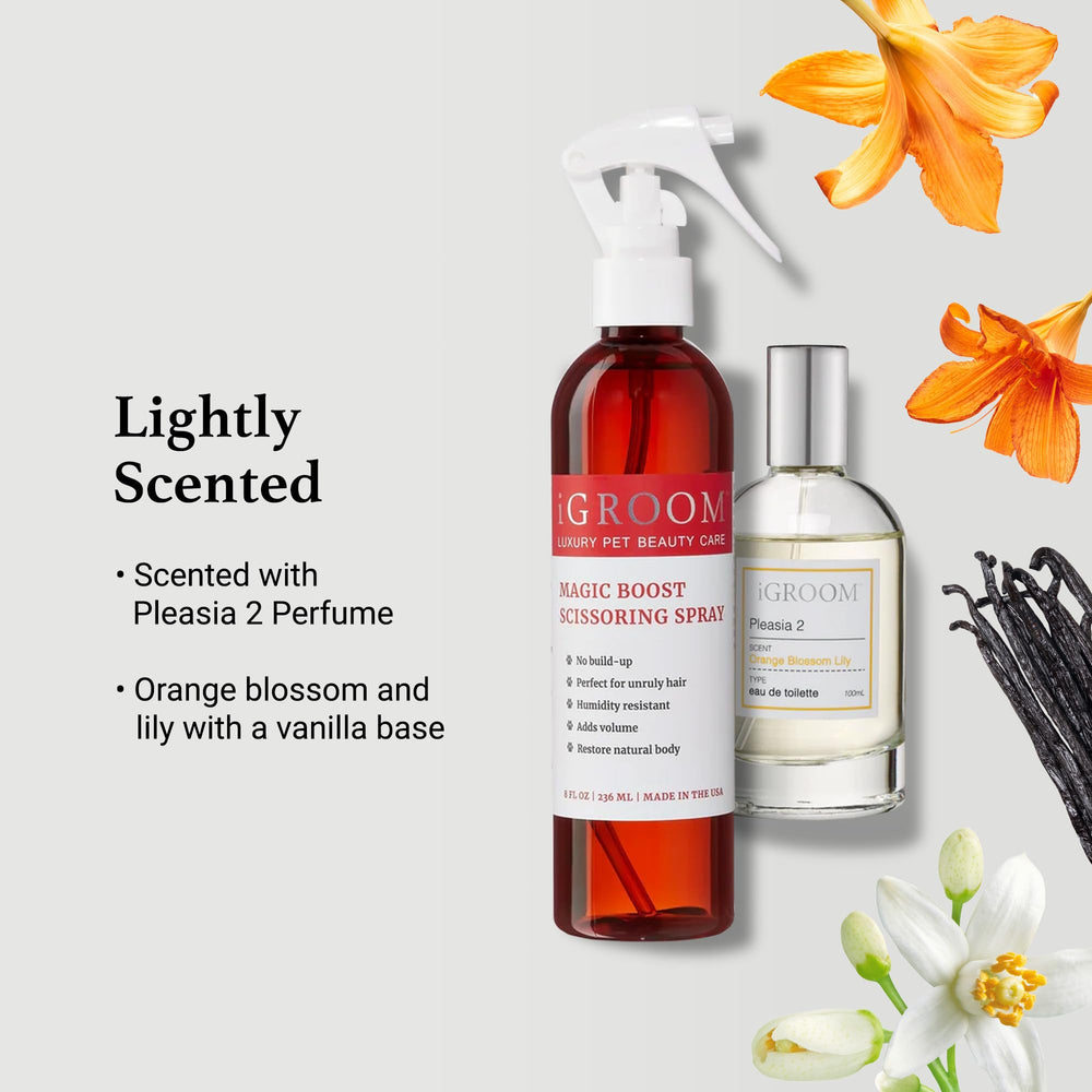 iGroom Magic Boost ingredients hint nourishing sunflower and aloe components.