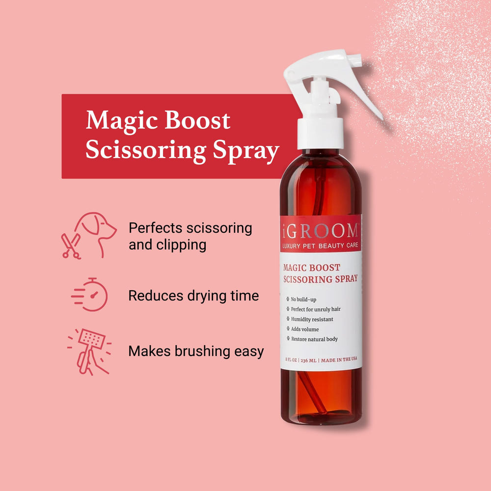 iGroom Magic Boost texture-closeup shows fluffy volume on a soft coat.
