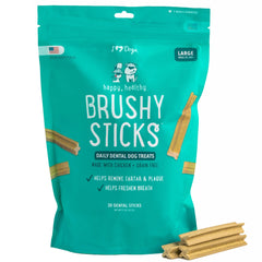 iHeartDogs Brushy Sticks packaging—convenient dental care for dogs on the go.