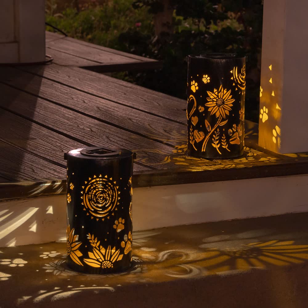 iHeartDogs ground shadow sunflowers paws display across walkways at night