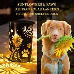 iHeartDogs heartlight solar lantern demonstrates eco-friendly outdoor lighting at dusk
