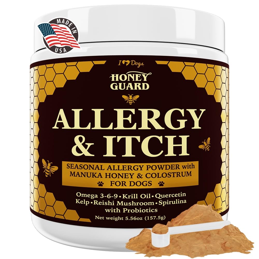 iHeartDogs Honey Guard bottle front shows extra-strength formula for itchy skin support.