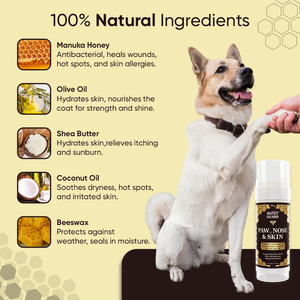 iHeartDogs Honey Guard paw care focusing on dry, cracked paw pads