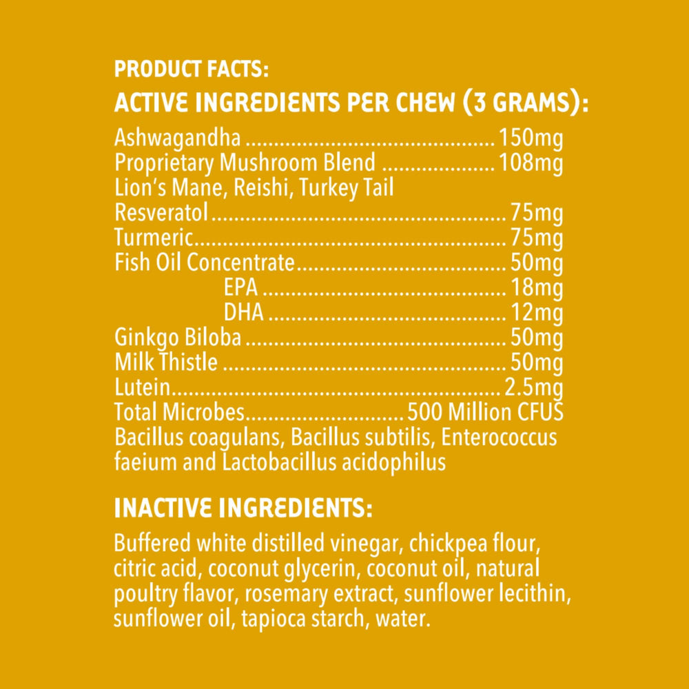 iHeartDogs Senior 7 ingredient mushroom blend highlights cognitive support