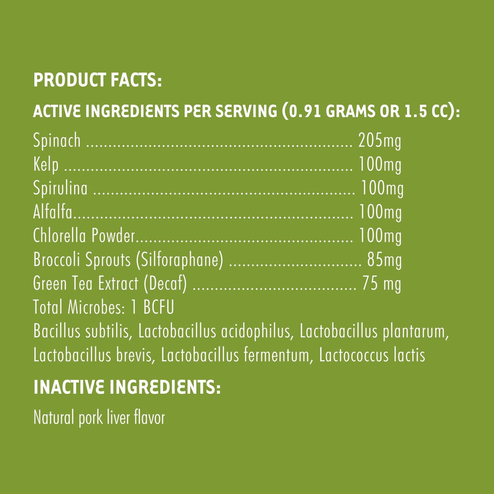 iHeartDogs Super Greens probiotics provide 1 Billion CFU for digestion
