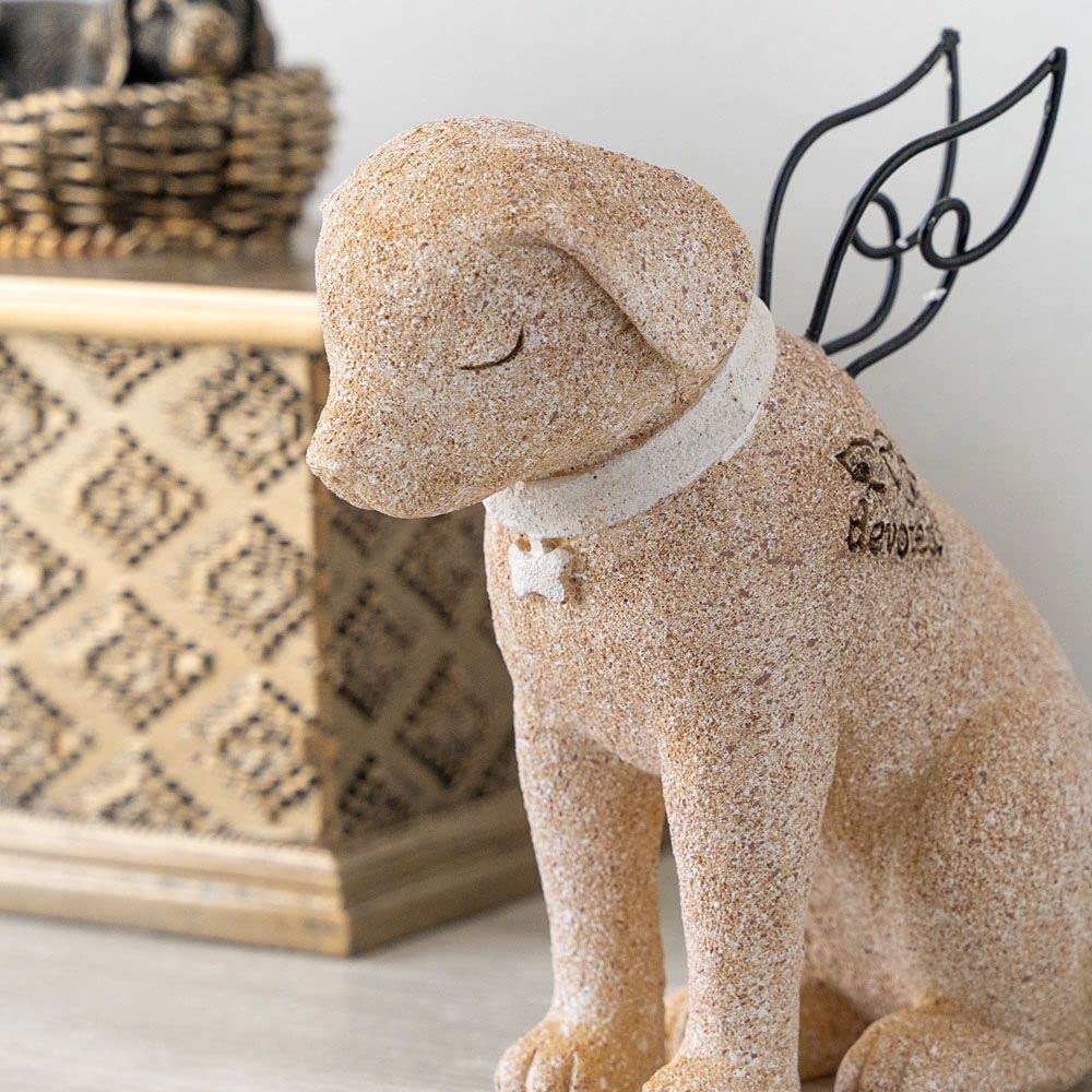 iHeartDogs dog memorial angel figurine wings closeup emphasizes the angelic detail for tribute.