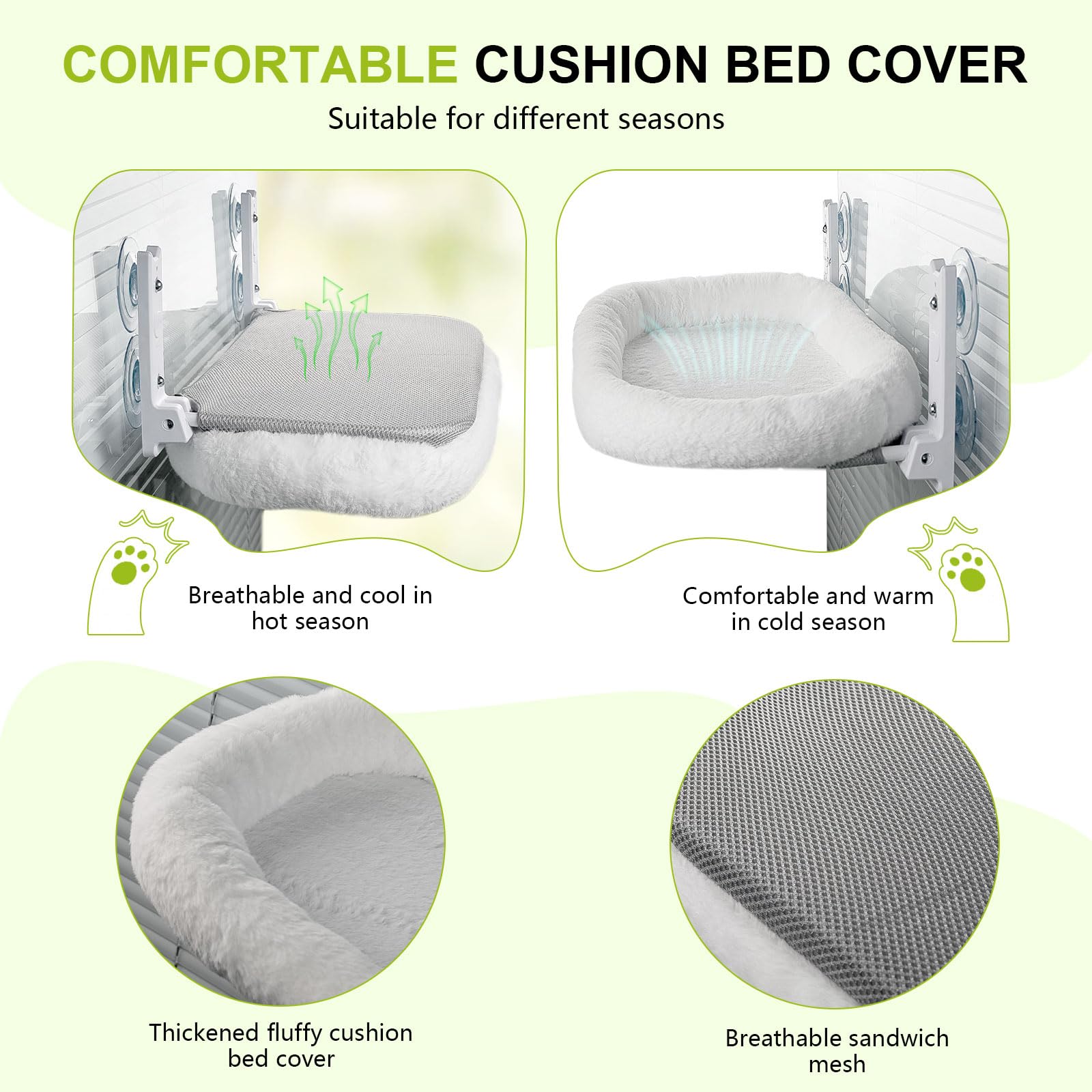 IHMIHM large-cat cushion bed cover closeup emphasizes plush, washable comfort