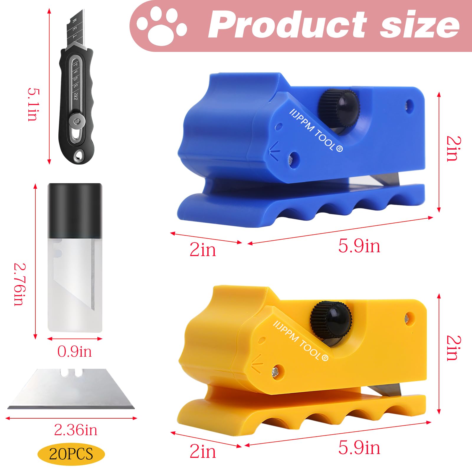 IIJPPM 20 high-carbon steel blades pack for quick, durable DIY cardboard scratcher projects