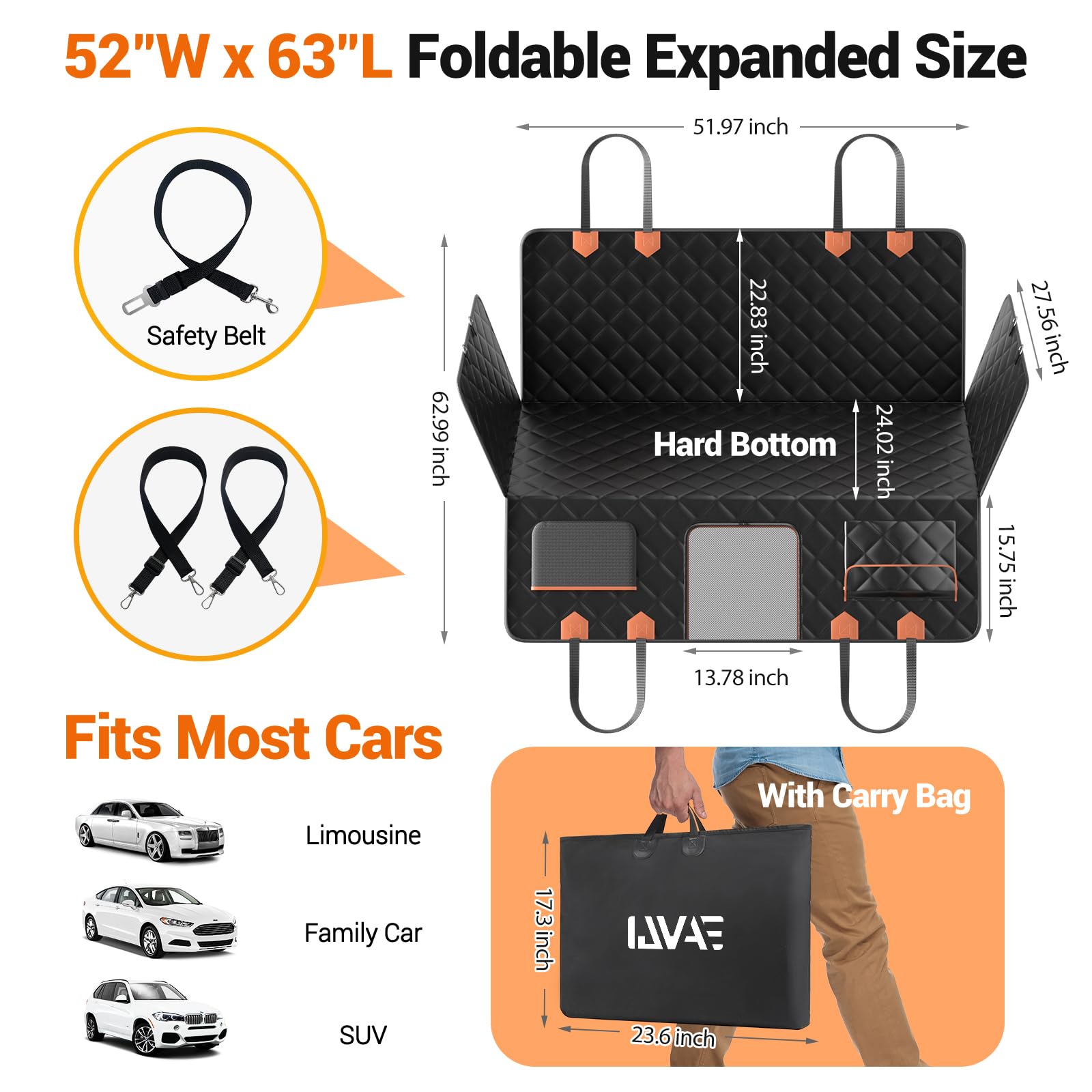 IJVAE dog seat cover easy-install design enables quick setup and cleaning