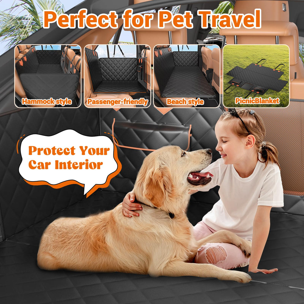 IJVAE dog seat cover storage pockets organize toys and treats for trips