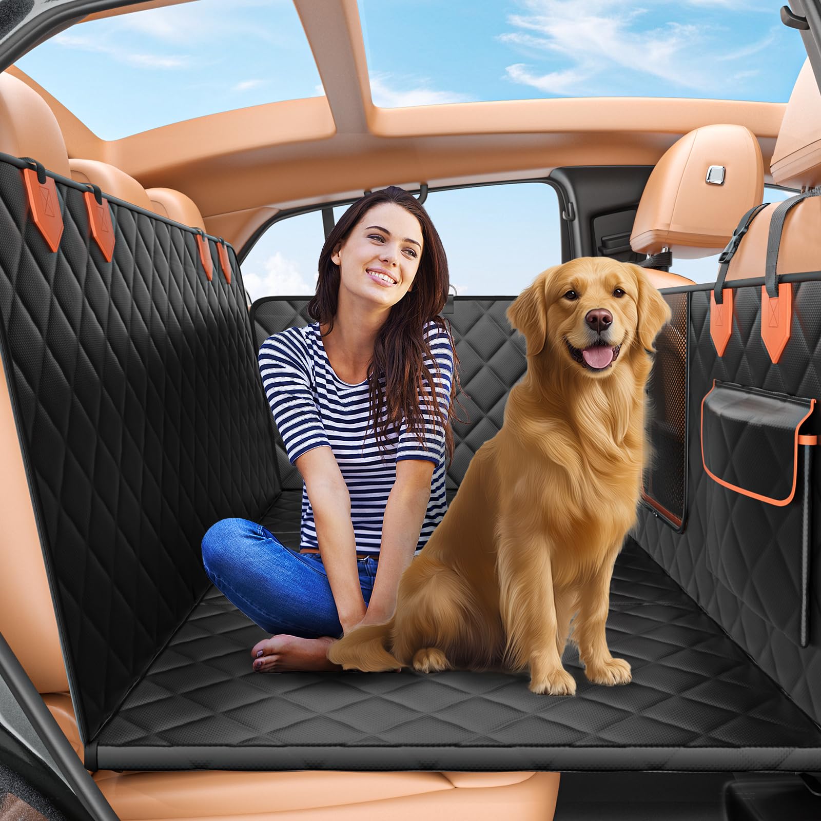 IJVAE truck back seat extender full-coverage view protecting upholstery and resists fur scratches.