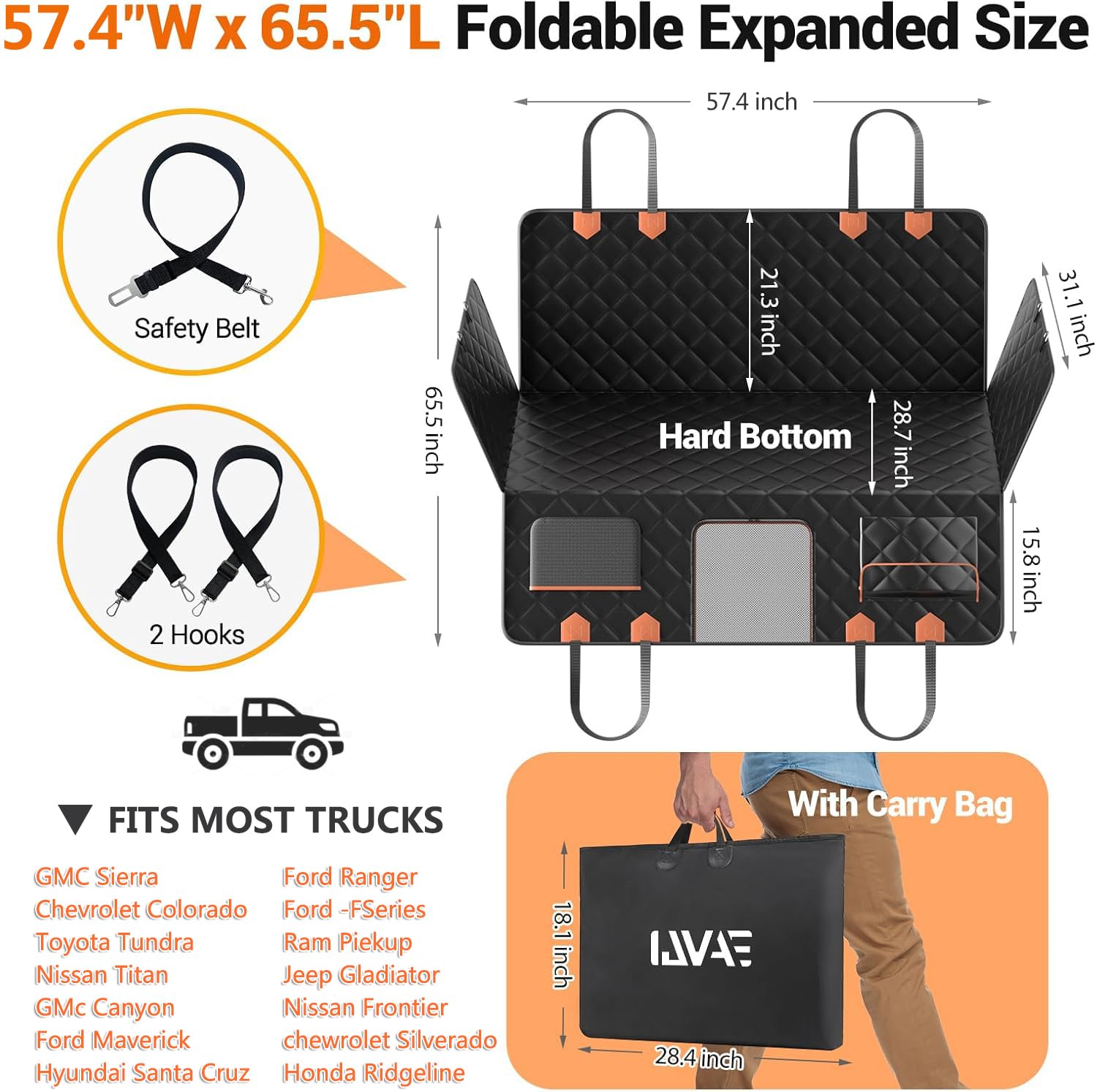 IJVAE truck back seat extender mesh window view reduces dog anxiety and allows interaction.