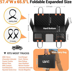 IJVAE truck back seat extender mesh window view reduces dog anxiety and allows interaction.