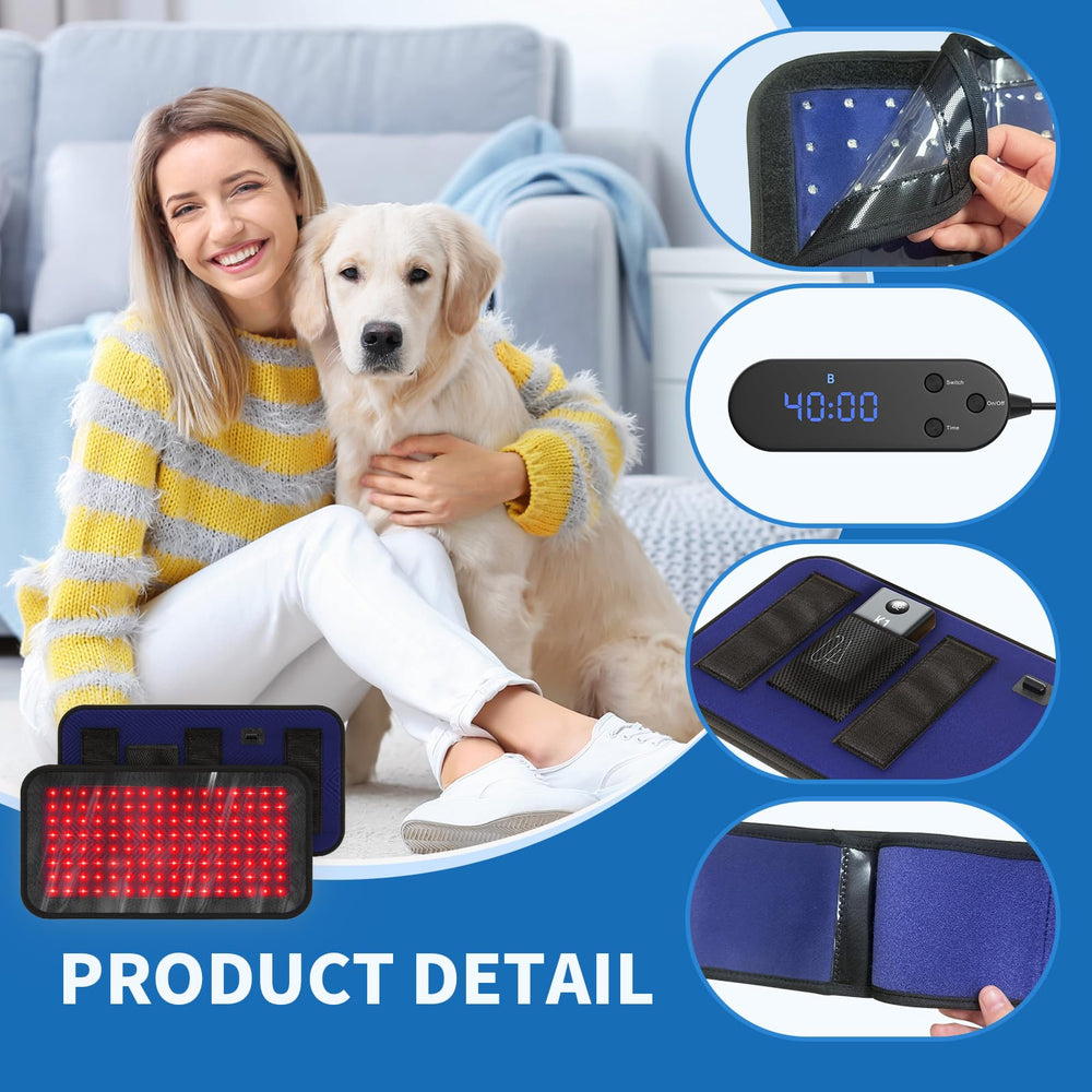 iKeener red-light therapy belt suits home use for anxious pets.