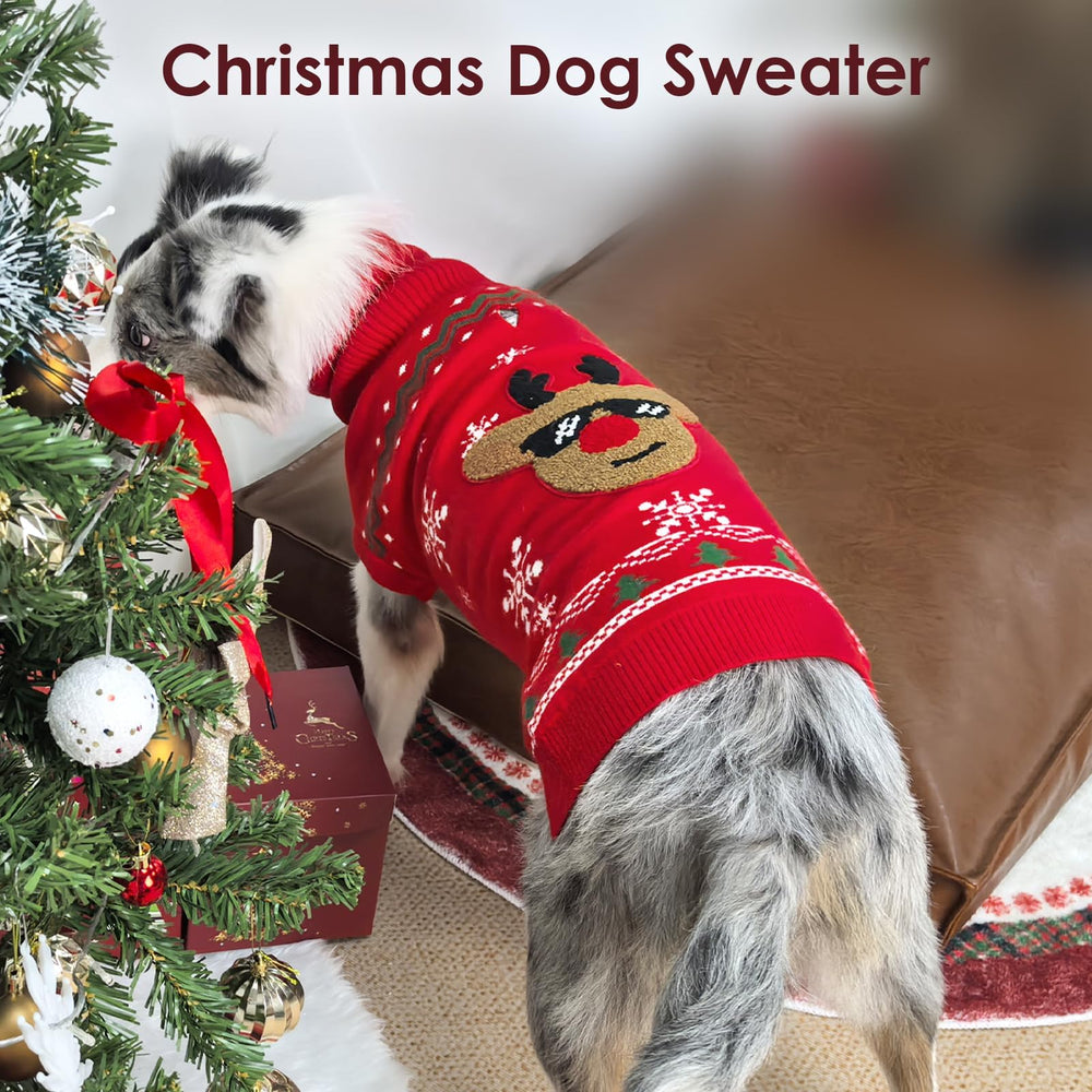 IKIPUKO Christmas dog sweater turtleneck-warmth keeps neck cozy outdoors
